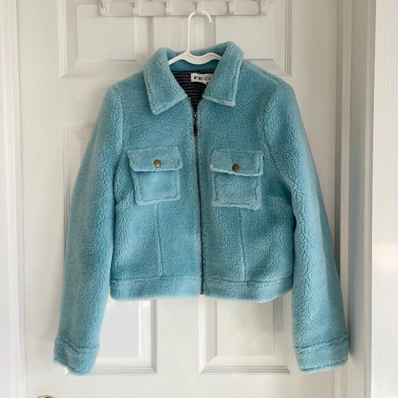 Whiteroom + Cactus Blue Sherpa Full Zip Jacket - Picture 1 of 4